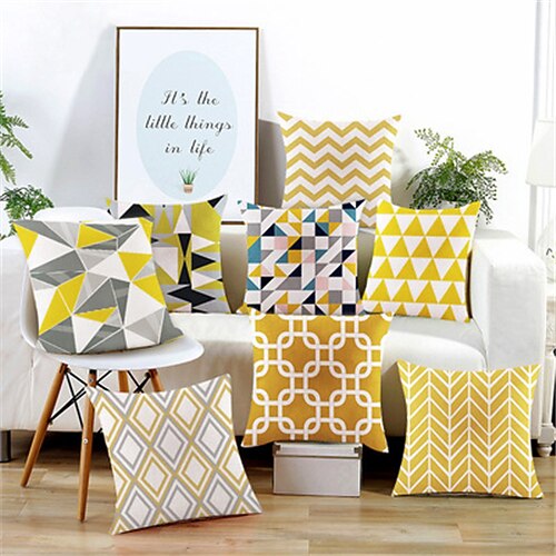 

Double Side Cushion Cover 1PC Soft Geometric Decorative Square Pillowcase for Sofa Bedroom Car Chair Superior Quality Outdoor Cushion for Patio Garden Farmhouse Bench Couch