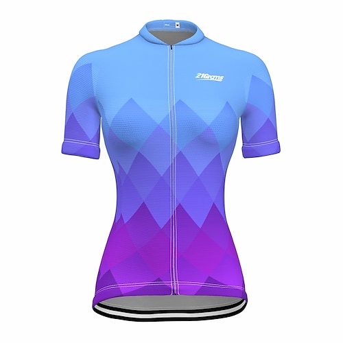

21Grams Women's Cycling Jersey Short Sleeve Bike Jersey Top with 3 Rear Pockets Mountain Bike MTB Road Bike Cycling Fast Dry Breathable Quick Dry Moisture Wicking Blue Polyester Spandex Sports