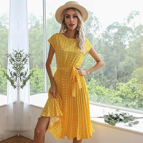 

Women's Casual Dress Swing Dress Midi Dress Green Black Pink Short Sleeve Spring Summer S M L XL