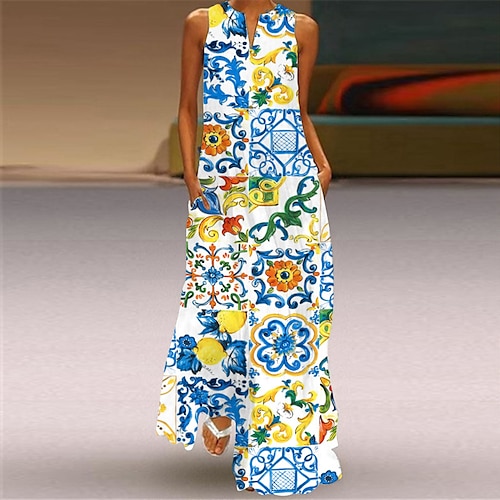 

Women's Casual Dress Swing Dress Long Dress Maxi Dress Element 7 Element 5 Element 6 Sleeveless Spring Summer S M L XL XXL 3XL 4XL 5XL