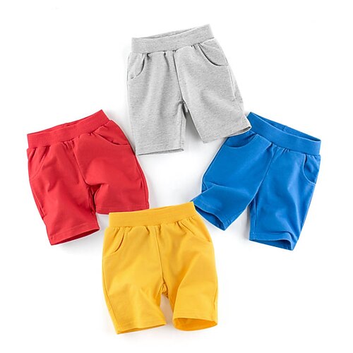 

Kids Boys Pants Solid Colored Active Cotton 2-8 Years Summer Green Black Blue