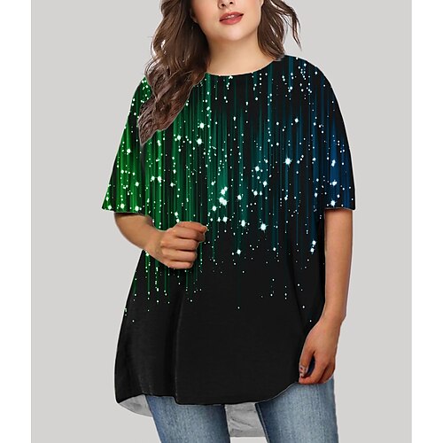 

Women's Plus Size T Shirt Dress Tee Dress Graphic Crew Neck Print Half Sleeve Fall Spring Basic Short Mini Dress Causal Daily Dress