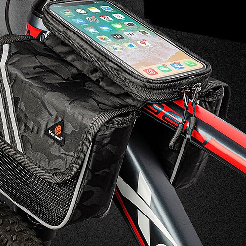 

2.85 L Bike Frame Bag Top Tube Reflective Waterproof Portable Bike Bag Oxford Cloth PVC(PolyVinyl Chloride) Bicycle Bag Cycle Bag Outdoor Exercise Bike / Bicycle