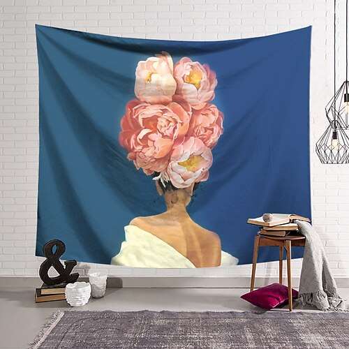 

Modern Floral Woman Wall Tapestry Art Decor Blanket Curtain Hanging Home Bedroom Living Room Decoration Polyester