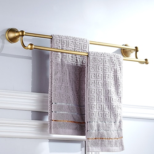 

Multifunction Towel Bar New Design Antique Brass Double Rods Bathroom Shelf Wall Mounted 1pc