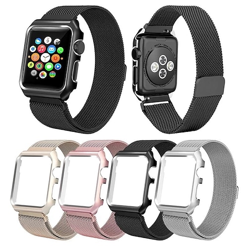 

1 pcs Smart Watch Band for Apple iWatch Series 8 7 6 5 4 3 2 1 SE Stainless Steel Smartwatch Strap Business Adjustable Magenitic Milanese Loop SmartWatch Band with Case Replacement Wristband