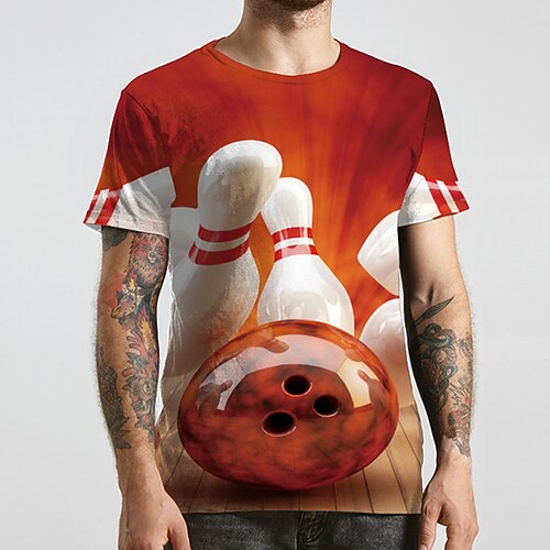 

Men's Unisex T shirt Tee Tee Graphic Prints Bowling Ball Round Neck Red 3D Print Plus Size Casual Daily Short Sleeve Print Clothing Apparel Basic Designer Big and Tall / Summer / Regular Fit / Summer