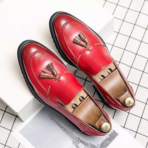 

Men's Loafers & Slip-Ons Tassel Loafers Penny Loafers Business Classic Daily Faux Leather Black Red Spring Summer