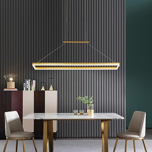 

LED Pendant Light Modern Stylish Gold Coffee Square Circle Design 90cm Metal Painted Finishes Artistic For Dining Room Living Room 110-120V 220-240V