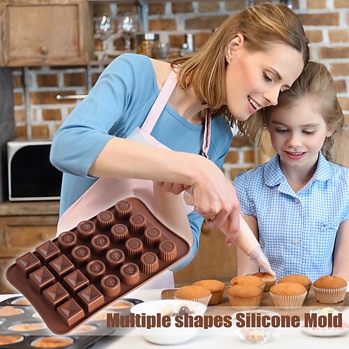 

24 moules à chocolat cavité moules à gâteaux ustensiles de cuisson bac à glaçons moule en silicone écologique en forme de cercle carré