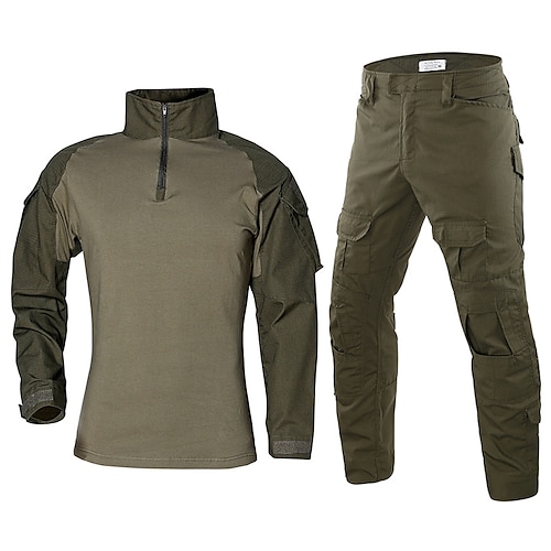 

Men's Tactical Combat Shirt and Pants Hunting Suit 1/4 Zip Outdoor Breathable Quick Dry Wearproof Sweat wicking Spring Camo / Camouflage Clothing Suit Cotton Polyester Long Sleeve Hunting Military