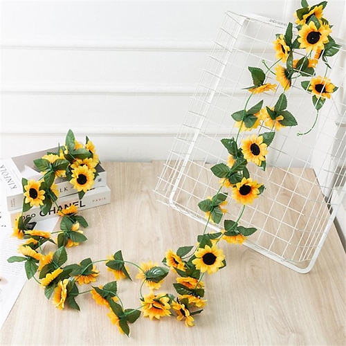 

2.5m/100"" Imitation Sunflower Vines Decorated Flower Vines Sunflower Vines 26 Flower Heads