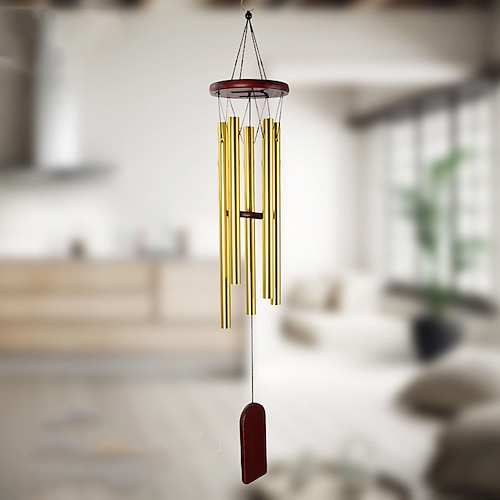 

Wind Chimes Outdoor 5-tube Rustproof Aluminum Tubes Wooden Wind Bell Romantic Wind Chimes for Home Decor Garden Patio Outdoor Golden