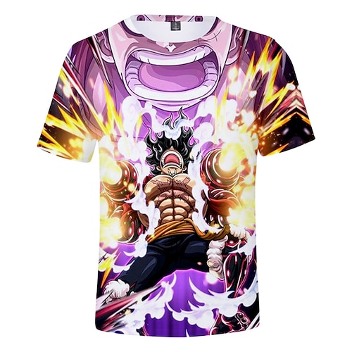 

One Piece Affe D. Ruffy Cosplay Kostüm T-Shirt-Ärmel Zurück zur Schule 3D Print T-shirt Für Herren Damen Erwachsene Terylen