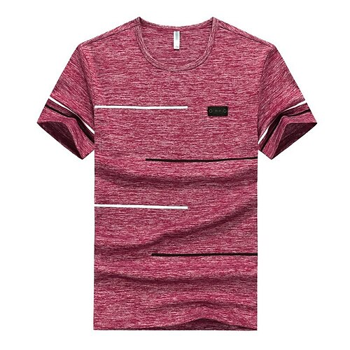 

Men's T shirt Hiking Tee shirt Short Sleeve Tee Tshirt Top Outdoor Quick Dry Lightweight Breathable Sweat wicking Autumn / Fall Spring Summer Ice Silk Purple Red khaki Fishing Climbing Camping