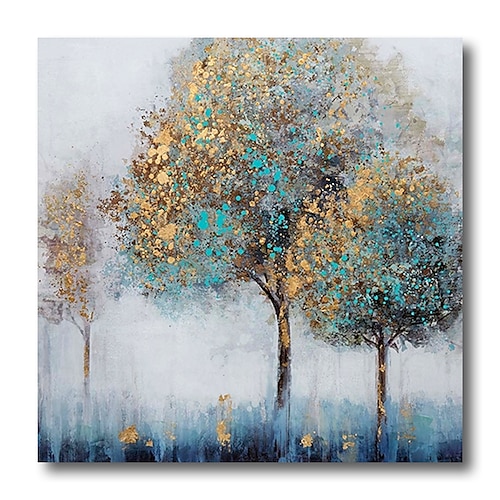 

Oil Painting Handmade Hand Painted Wall Art Landscape Trees Blue Home Decoration Dcor Stretched Frame Ready to Hang