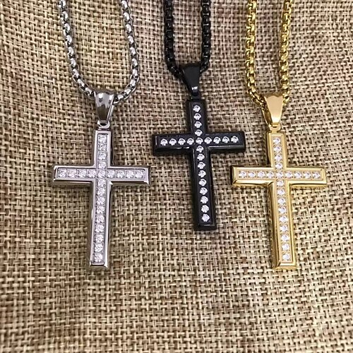 

diamond cross necklace men's religious jewelry