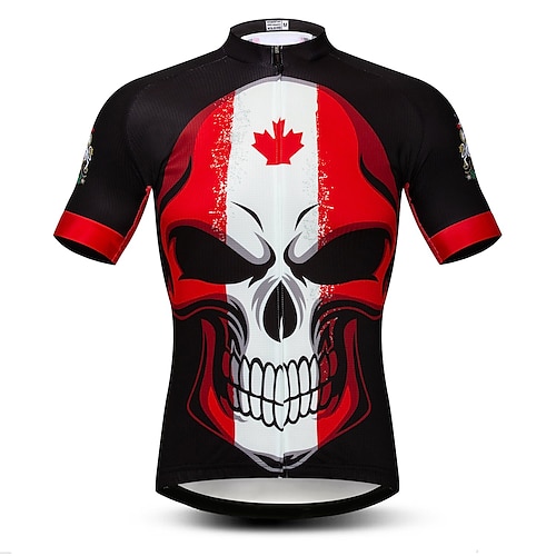 

21Grams Men's Cycling Jersey Short Sleeve Bike Jersey Top with 3 Rear Pockets Mountain Bike MTB Road Bike Cycling Breathable Quick Dry Moisture Wicking Soft Black Red Skull Sugar Skull Canada