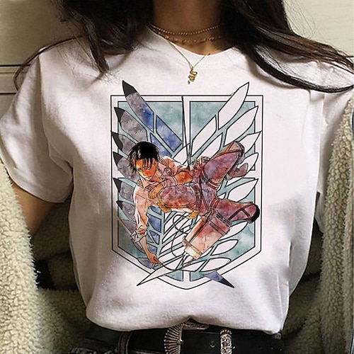 

Inspired by Attack on Titan Cosplay Wings of Freedom Levi·Ackerman Cartoon Manga Back To School Print Harajuku Graphic Kawaii T-shirt For Men's Women's Adults' Hot Stamping Polyester / Cotton Blend