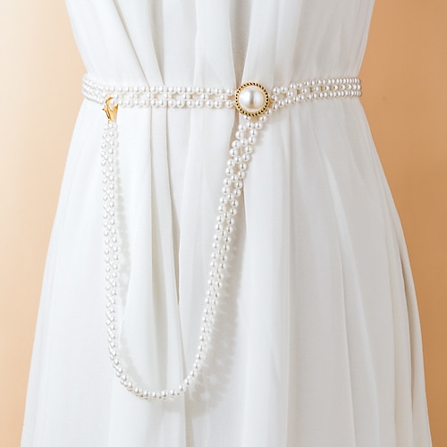 

Women's Belt Imitation Pearl Silver Chain Daily Date Dress Solid Colored / Party / Alloy