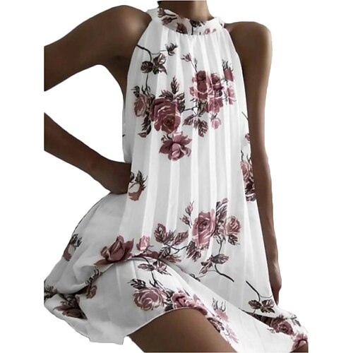 

Women's Casual Dress Swing Dress Midi Dress White Sleeveless Spring Summer S M L XL