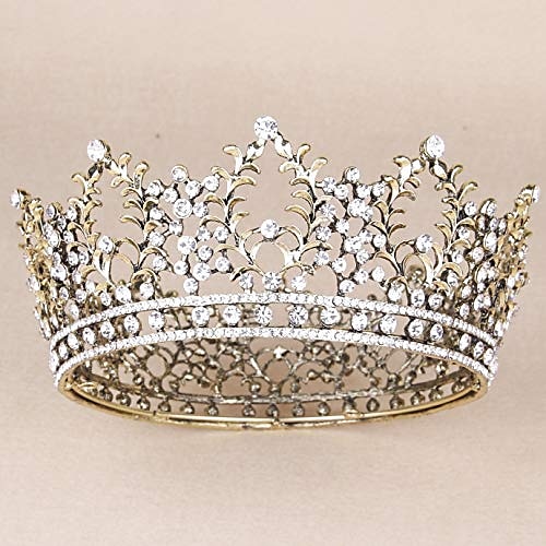 

crowns for women, vofler queen tiara baroque vintage crystal rhinestone headband hair decor for lady girl bridal bride princess prom birthday pageant christmas halloween costume party - bronze