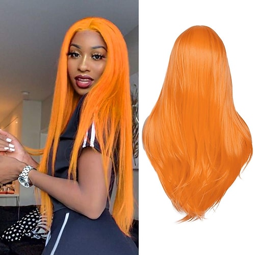 

Yellow Wig Middle Part Long Natural Wig Heat-Resistant Synthetic Fiber Costume Party Cosplay Full Wig