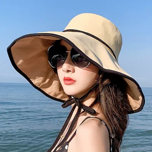 

Women's Sun Hat Fishing Hat Hiking Hat Boonie hat Wide Brim 15cm Summer Outdoor Sunscreen UPF50 UV Protection Breathable Hat Black Blue Pink for Fishing Climbing / Quick Dry