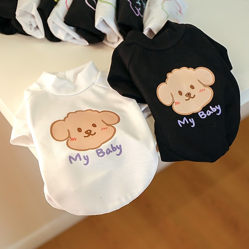 

Pet Dog Clothes Cartoon Printing Spring And Summer New Teddy Bear Small And Medium Dog Fluorescent T-shirt Baby Brown