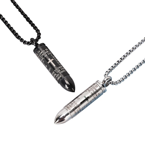 

cross necklace lettering titanium steel men's bullet pendant can be twisted off stainless steel cross creative jewelry