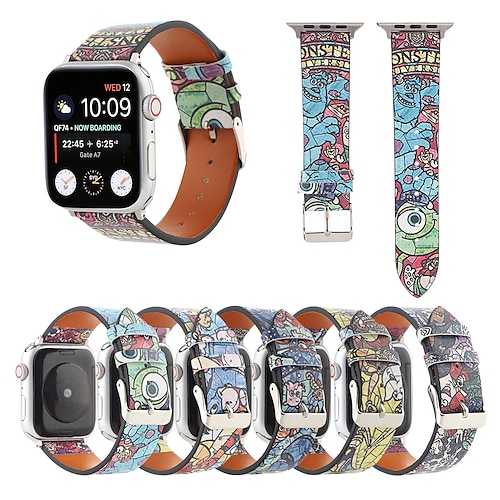 

1 pcs Smart Watch Band for Apple iWatch Series 8 7 6 5 4 3 2 1 SE 38/40/41mm 42/44/45mm PU Leather Smartwatch Strap Classic Clasp Leather Loop Printed Bracelet Replacement Wristband