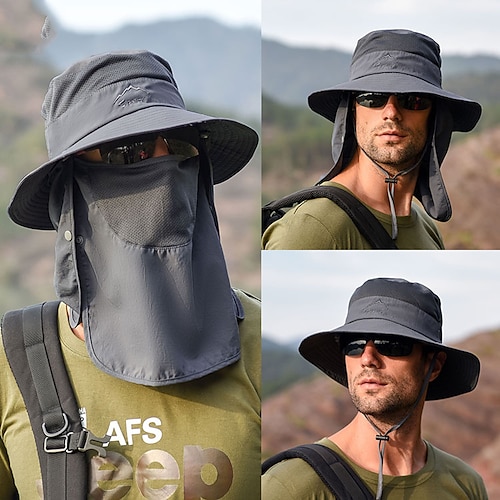 

Sun Hat Bucket Hat Wide Brim Summer Outdoor Packable Anti-Mosquito UV Protection Breathable Hat Nylon Light Yellow Light Gray Dark-Gray for / Quick Dry / with Neck Face Flap Cover