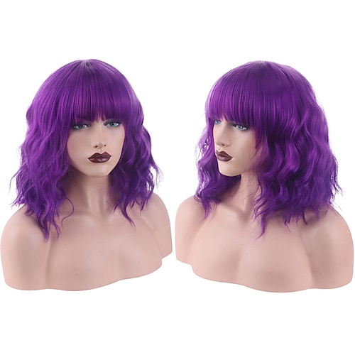 

Synthetic Wig Curly Bob Neat Bang Wig A1 Synthetic Hair Women's Cosplay Party Fashion Purple