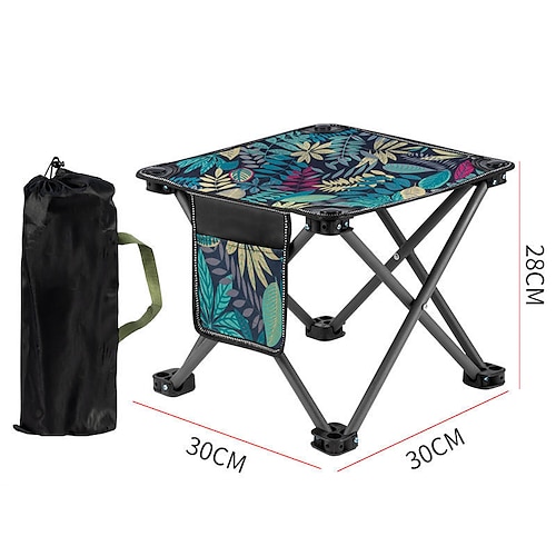 

camping stool,portable folding stool 13.5 inch camp stool for camping fishing hiking gardening and beach, camping seat with carry bag (blue -leaf, l 13.5)