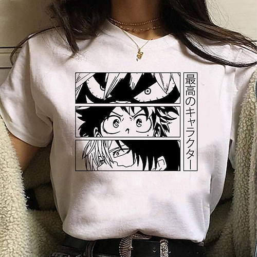 

Inspired by My Hero Academia / Boku No Hero Cosplay Cartoon Manga Back To School Print Harajuku Graphic Kawaii T-shirt For Men's Women's Adults' Polyester / Cotton Blend