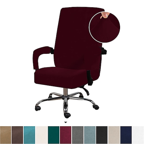 

Velvet Computer Office Chair Cover Gaming Chair Stretch Chair Slipcover Black Plain Solid Color Durable Washable Furniture Protector