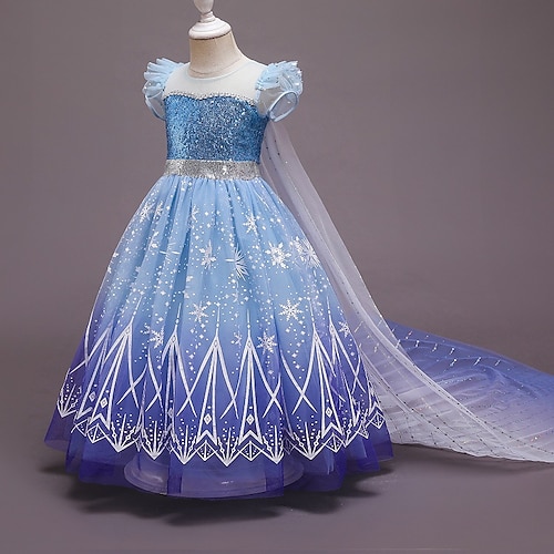 Frozen Princess Elsa Dress Cloak Flower Girl Dress Girls' Movie Cosplay Cosplay Costume Party Blue Dress Children's Day Masquerade Polyester World Book Day Costumes, lightinthebox  - buy with discount