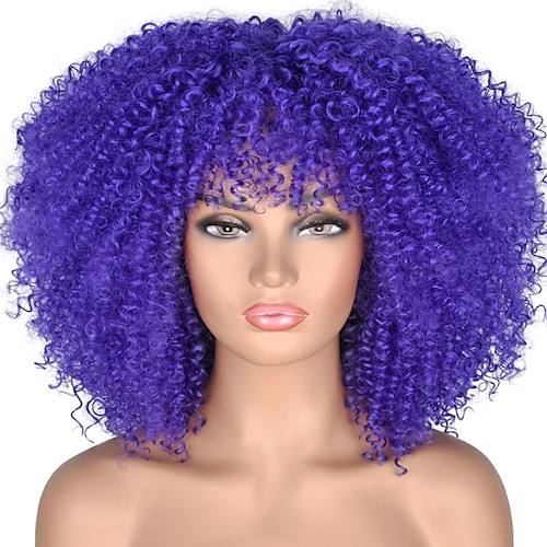 

Synthetic Wig Curly Afro Curly Asymmetrical Wig Short A15 A16 A17 A18 A19 Synthetic Hair Women's Cosplay Party Fashion Black