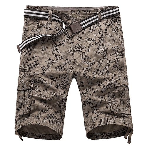 

Men's Cargo Shorts Shorts 6 Pocket Letter Comfort Knee Length Outdoor Daily Going out 100% Cotton Fashion Streetwear Green Khaki