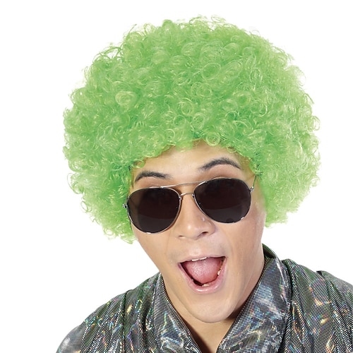 

Parrucca costume anni '70 anni '80 parrucca rock parrucca sintetica parrucca afro riccia corta marrone rosa blu verde a1 capelli sintetici uomo cosplay party fashion rosso nero (solo parrucca senza