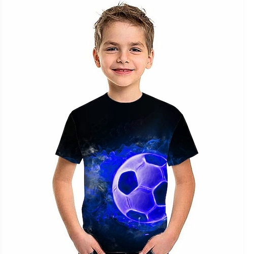 

World Cup Kids Boys T shirt Graphic Daily Wear 3D Print Short Sleeve Active 4-12 Years Summer Black