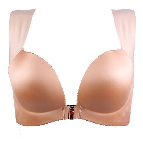 

Women's Push Up Bras 3/4 Cup Pure Color Front Closure Nylon Sexy 1PC Black Gray / Bras & Bralettes / Plus Size