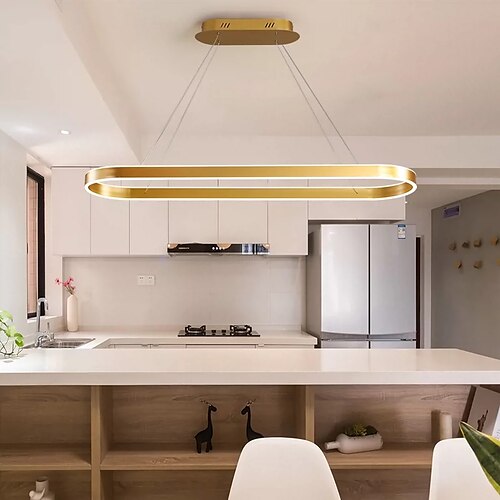 

lampada a sospensione a led moderna nero oro cerchio design isola luce 80 cm metallo sala da pranzo cucina 110-120 v 220-240 v