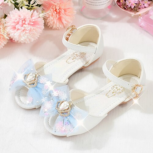 

Girls' Sandals Flower Girl Shoes Princess Shoes School Shoes Rubber PU Little Kids(4-7ys) Big Kids(7years ) Daily Party & Evening Walking Shoes Rhinestone Bowknot Sparkling Glitter White Pink Spring