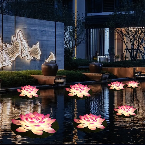 

Solar Lights Outdoor Waterproof LED Lotus Pond Lamp Colorful Color Changing Swimming Pool Landscape Garden Decorative Light