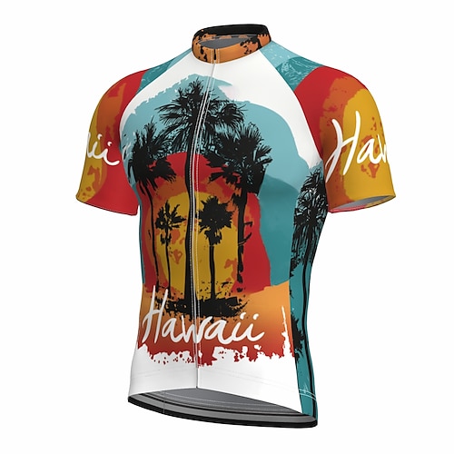 

21Grams Men's Cycling Jersey Short Sleeve Bike Jersey Top with 3 Rear Pockets Mountain Bike MTB Road Bike Cycling Breathable Quick Dry Moisture Wicking Soft White Hawaii Polyester Spandex Sports