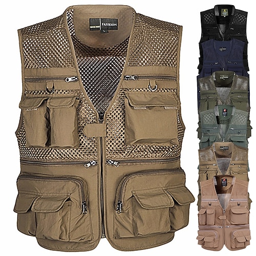 Men's Fishing Vest With Multi Pockets Outdoor Work Safari Vest Lightweight  Quick Dry for Hunting Hiking Traveling Photograghy 2024 - $35.99