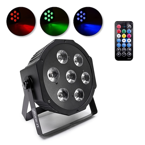

RGBW PAR Light 7 LED Beads PAR Strobe Fade Jump Multifunctional Effects with Remote 7CH DMX Master-slave Auto Sound Activated Control for Stage Party Wedding Church Bar KTV Disco DJ Show Concert