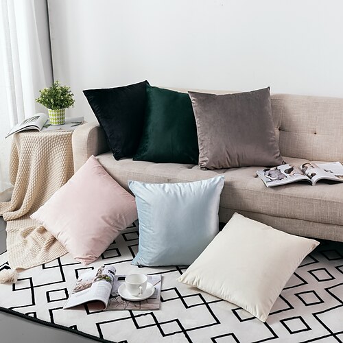 

Cushion Cover Nordic Simple Dutch Velvet Candy Color Solid Color Sofa Cushion Cover