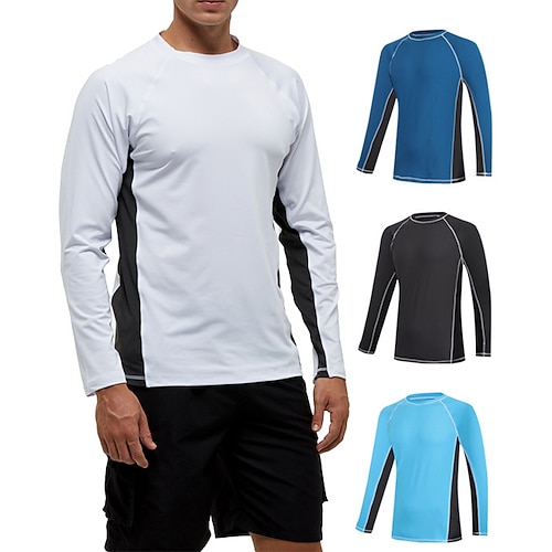 

Men's Rash Guard UV Sun Protection UPF50 Breathable Long Sleeve Sun Shirt Swim Shirt Swimming Surfing Beach Water Sports Patchwork Solid Colored Autumn / Fall Spring Summer / Stretchy / Quick Dry